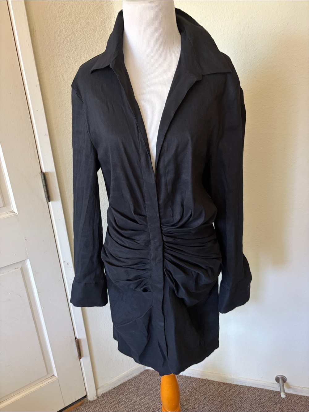 Zara Women’s Black Draped Front Dress